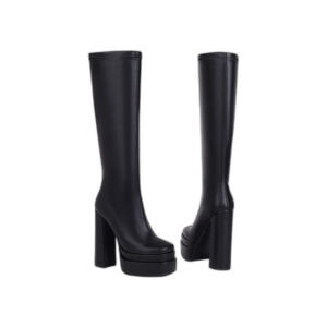 Mattiventon Black Platform GoGo Boots for Women Chunky